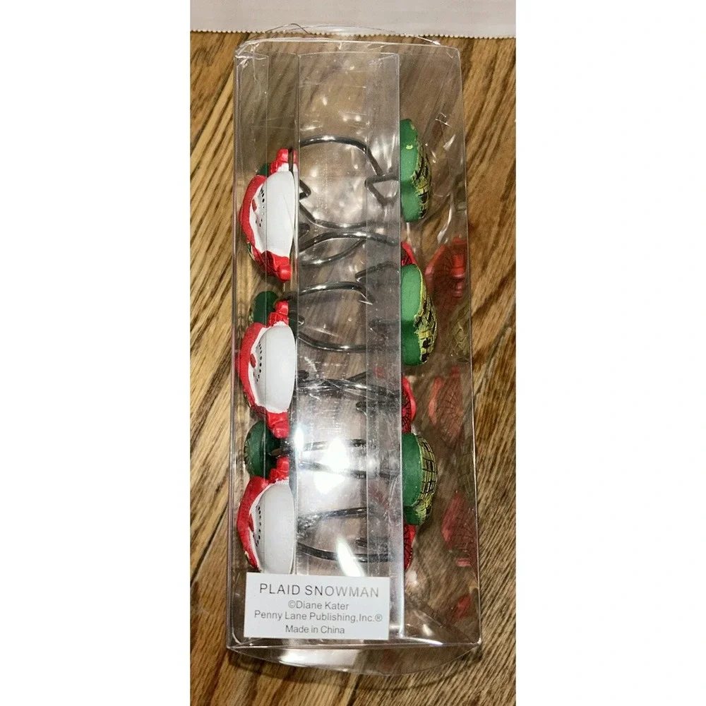 Snowman Mittens Winter Shower Curtain Hooks Holiday‎ Seasonal Decor